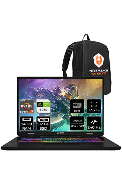 MSI Crosshair A17 HX R7 8840HX 24GB 512GB SSD RTX5070/8GB 115W 17" QHD+ 240Hz...