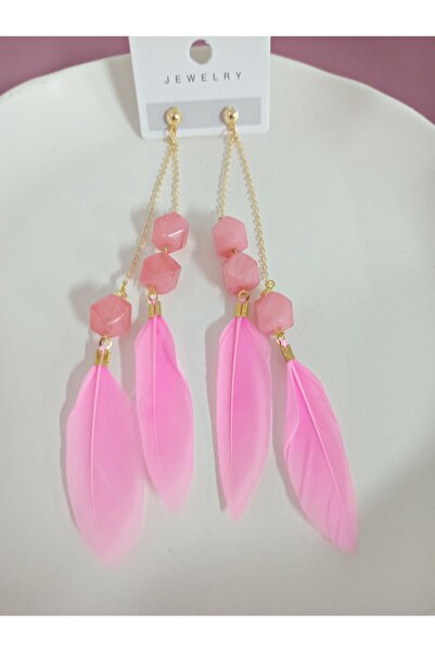 mos&more Pink Feather Lightweight Stylish Earrings