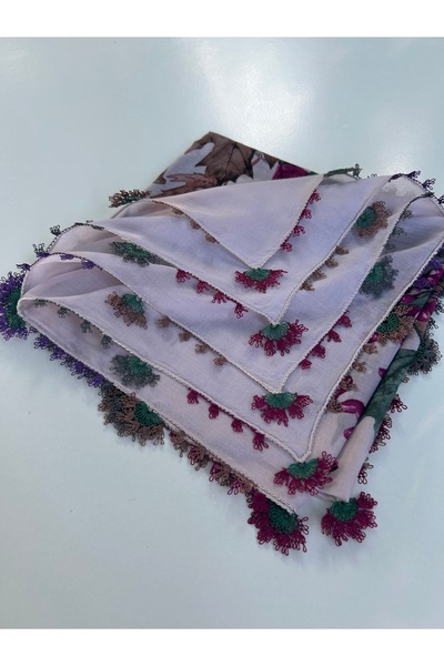 REYYAN Eșarfă cu broderie manuală și cusături fine/lucru manual/acoperământ pentru cap