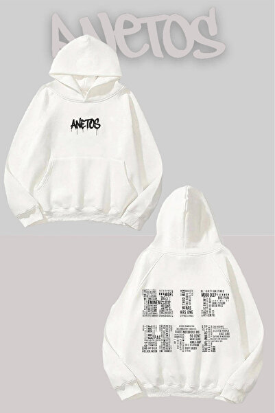 Anetos Hip Hop Sırt cu imprimeu Alb cu glugă Swea tricou