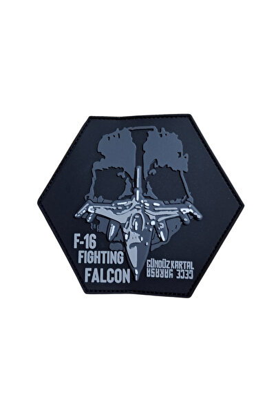 Havaci Market F-16 Fighting Falcon Altıgen Siyah PVC TPU Peç Patch Arma