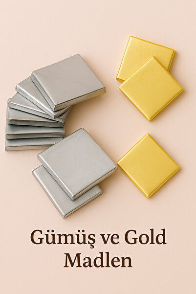 belchocolate Altın ve Gümüş Sargılı Sütlü Madlen 70 Adet İkramlık Çikolata