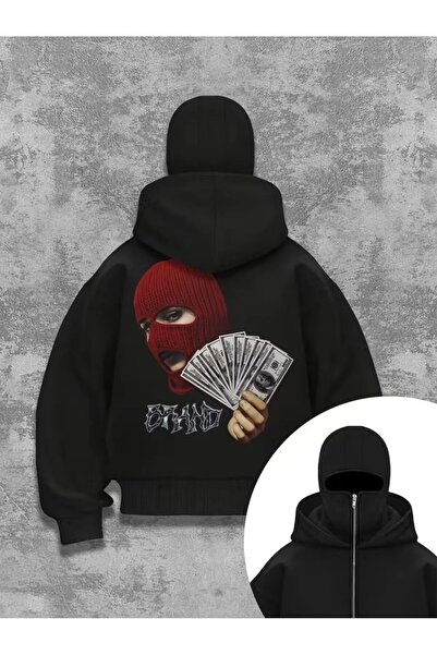 LOTS MODA Φούτερ Ninja Unisex με μάσκα χιονιού Ζακέτα με 2 νήματα χοντρό φλις