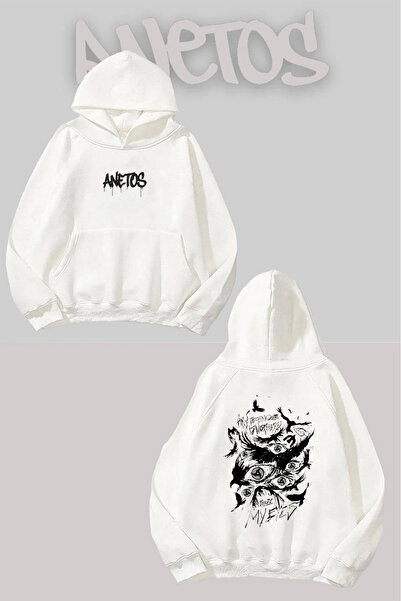 Anetos Φούτερ My Eyes Fanart Back με τύπωμα Λευκό με κουκούλα