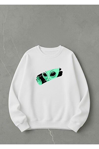 LORVEX Swea tricou Unisex Oversize Crew Neck SILEN ALIEN Imprimat