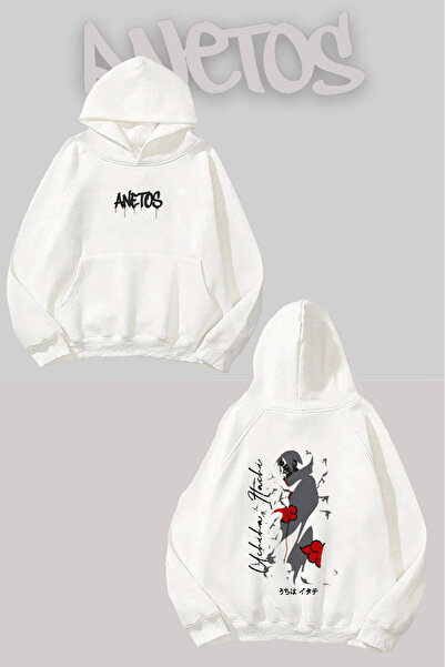 Anetos Φούτερ Itachi 3 Στάδιο με τύπωμα Λευκό με κουκούλα