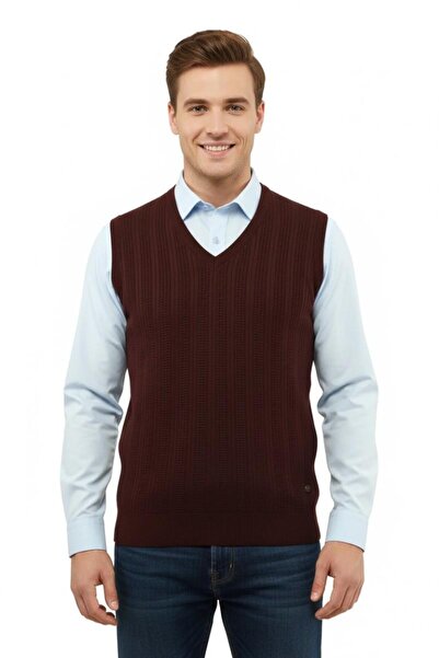 Çizgi Triko Men's V-Neck Sweater Steel Knit Regular Fit 5209H Bgl-St04843