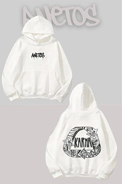 Anetos تذكر سويت شيرت كارما راك مطبوع وايت بغطاء رأس