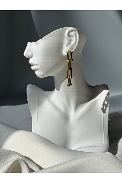 NB STEELORA أقراط ذهبية اللون مع قفل متدلي من الفولاذ 316L