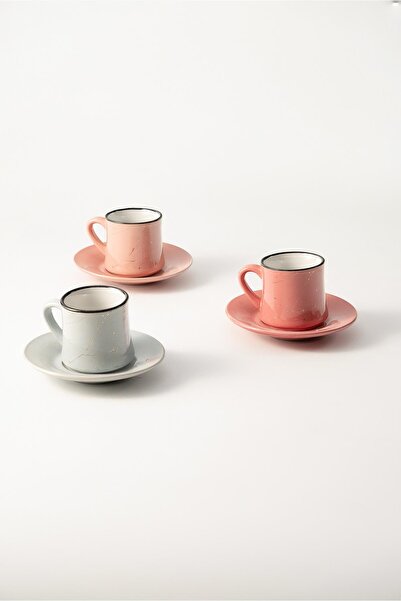 Yaren Style Gold Veined Modern Design 6 Color Luxury Porcelain Cup Set