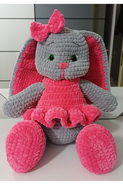 DİAMOND BAG Diamond 35 cm el yapımı amigurumi uzun kulaklı kadife tavşan