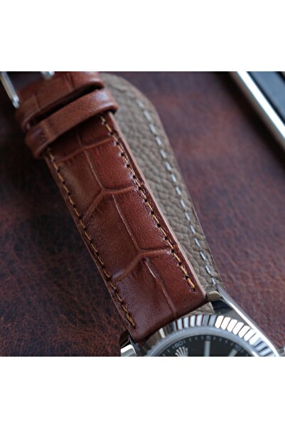 Yaydan Deri Aksesuar 20mm Taba Croco Bombeli Kordon