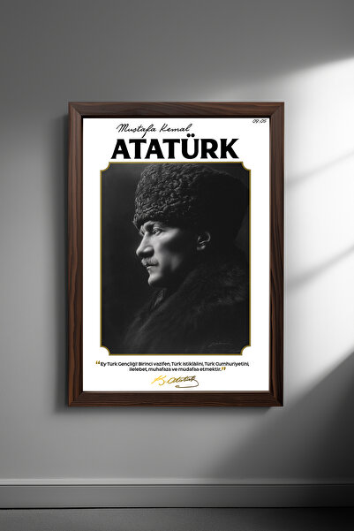 Ahsen resim çerçeve ATATÜRK - Çerçeveli Dikey Dekoratif Tablo - (Atatürk'ün G...