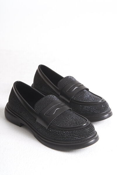 LEVONYA Γυναικείο Μαύρο Σουέντ Πέτρινο Ορθοπεδικό Μοκασίνι