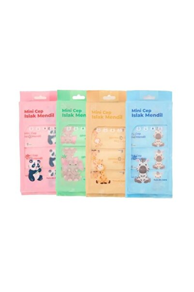 stfast st 16 Paket 8 li 128 Adet Mini Islak Mendil Temizlik Bezi Çocuk Okul Ç...