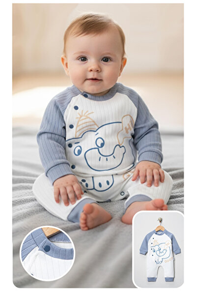 mandalinsbaby Elephant Printed BABY BOY JUMPSUIT