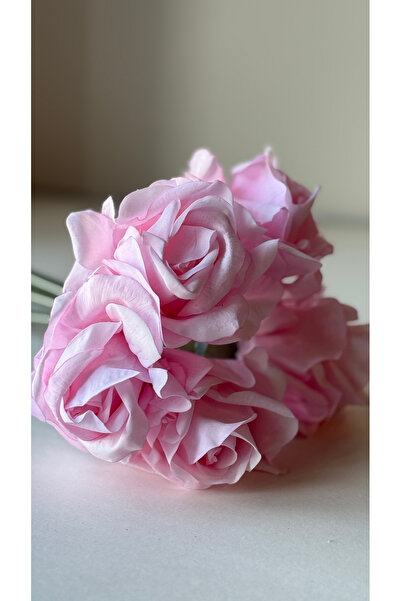 NilCan Flora Yapay Çiçek Islak Dokulu 6'lı Buket MAXI Gül 27cm