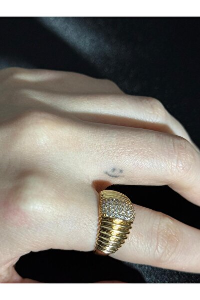 Sirena Accessories Bombeli Spiral Zirkon Taş Detaylı Gold Kaplama Paslanmaz Ç...