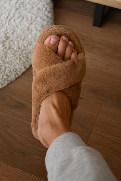 ALB TERLİK AYAKKABI SAN. TİC. LTD. ŞTİ. Women's Plush House Slippers Soft Cross Winter Model - Cross Towel Fabric Slippers