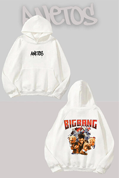 Anetos Grupul Bıgbang Sırt cu imprimeu Alb cu glugă Swea tricou