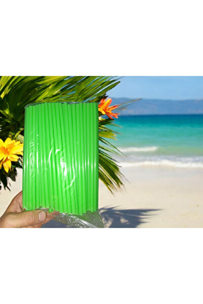 claspack Geniş Düz Yeşil Renk Körüksüz Jelatinsiz 100 Adet Soğuk İçecek Pipeti