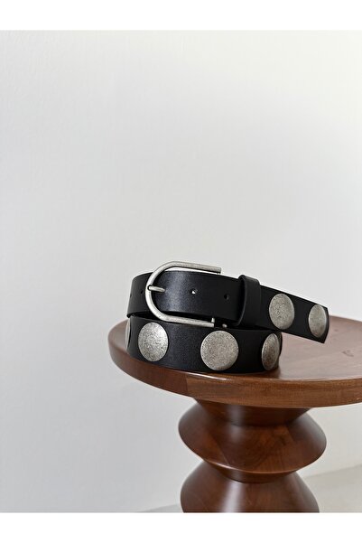 coaksco Curea neagră cu detalii cu paiete antice pentru femei