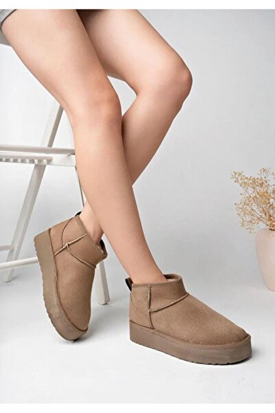 MODVALU Women's Thick Sole Fur Lined Half Suede Boots