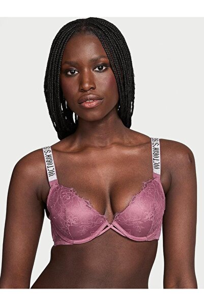 Victoria's Secret Sparkling Strap Lace Lightly Padded Supportive Low-Cut Demi...