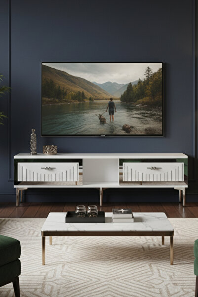 CENEYRA TSA1503BS - TUNATV150 TV STAND, TV SEHPASI BEYAZ-SILVER 150CM