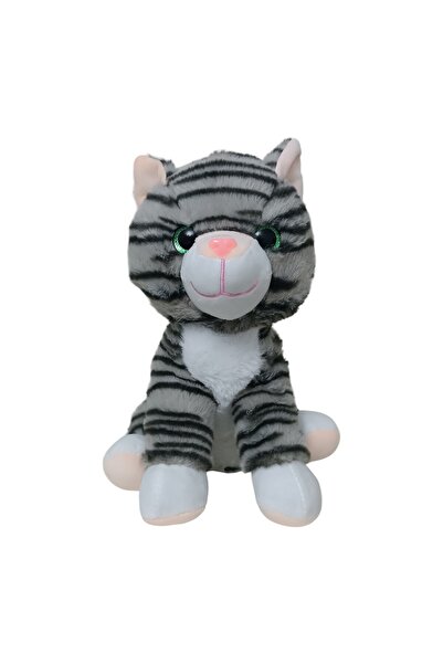 Numaca Peluş Oturan Sevimli Çizgili Tekir Kedi Oyun Arkadaşı Kedi Sesli Miyav...