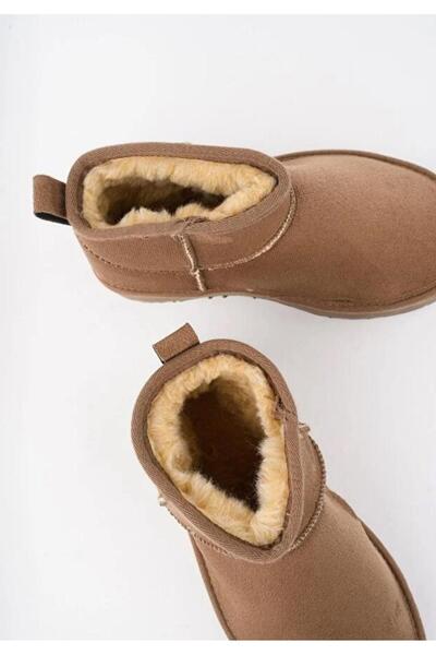 MODVALU Women's Thick Sole Fur Lined Half Suede Boots