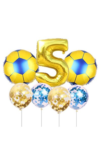 Baloane Vesele Set Baloane Aniversare Tematica Fotbal 5 ANI SET279-5