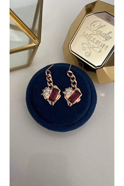 SU PERİSİ TAKI BİJUTERİ أقراط XUPING KARARMAZ الذهبية على شكل قلب مرصعة بحجر ...