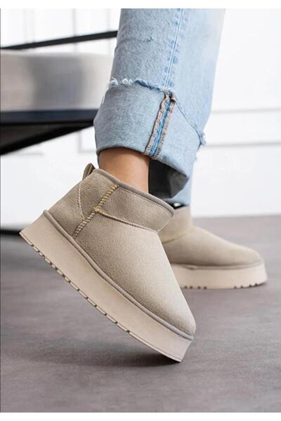 MODVALU Жіночі черевики з товстою підошвою, з хутром всередині, з напівзамшевою підкладкою