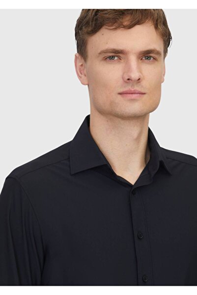 Ramsey Black Plain Regular Fit Woven Classic Shirt