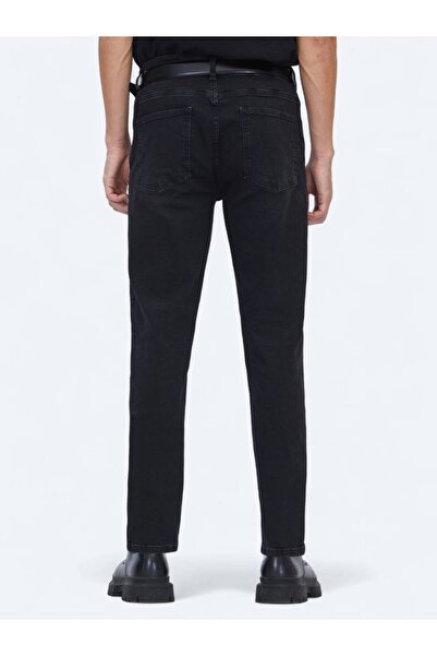 Kip Siyah Slim Fit Denim Pamuk Karışımlı Pantolon