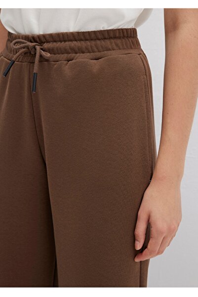 Mavi yüksek bel slim straight lastikli paça eşofman altı