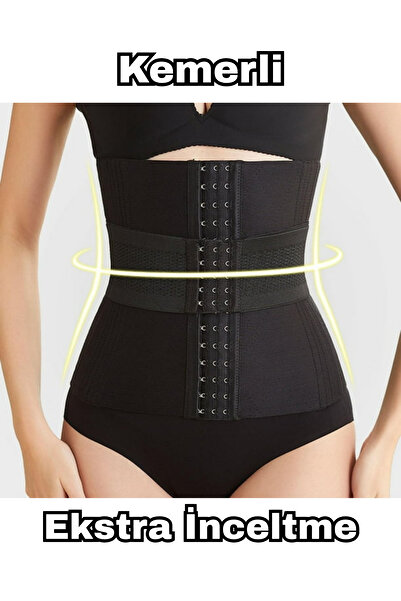 Tommy Chak Softbelly Agraflı Sıkılaştırıcı Ekstra Kemerli Kum Saati Korsesi Siyah