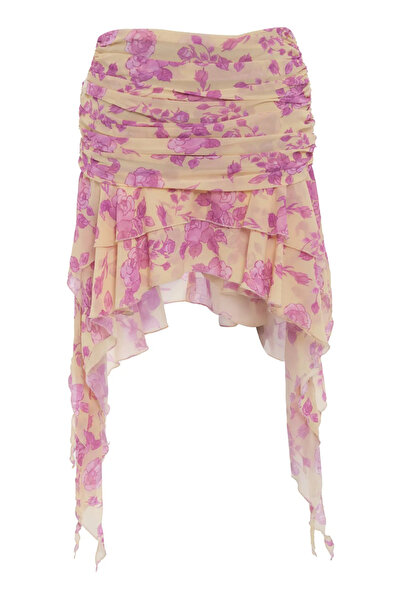 Keikei Desenli Sifon Kısa Etek