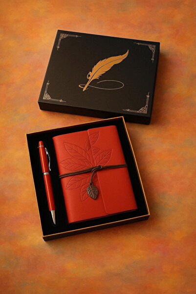 Wolawood دفتر ملاحظات فاخر من الجلد العتيق مع تفاصيل أوراقية، مذكرة تذكارية مع صفحات عتيقة في صندوق مع قلم VIP كهدية