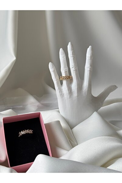 NB STEELORA Gold Color Zircon Stone Heart Model Adjustable Ring