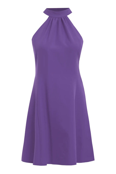 Keikei Mor Krep Kolsuz Kısa Elbise