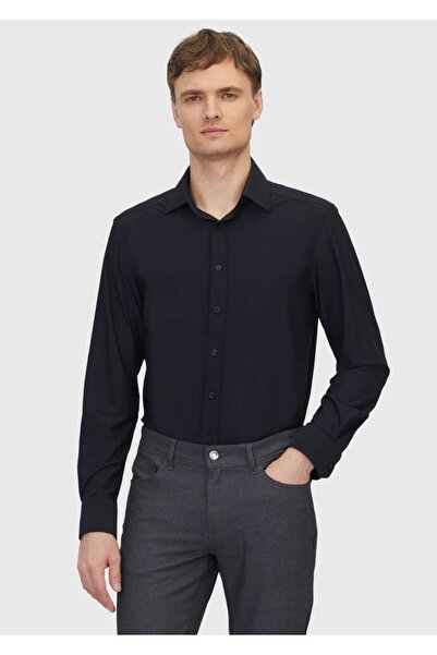 Ramsey Black Plain Regular Fit Woven Classic Shirt