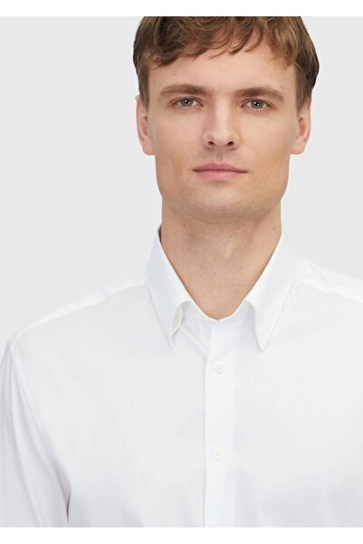 Ramsey Πουκάμισο με λευκό σχέδιο, κλασικό υφαντό πουκάμισο από βαμβακερό μείγμα