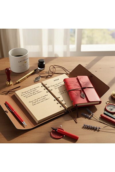 Wolawood دفتر ملاحظات فاخر من الجلد العتيق مع تفاصيل أوراقية، مذكرة تذكارية مع صفحات عتيقة في صندوق مع قلم VIP كهدية