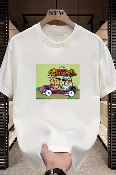 New Shine Familia Çakmaktaş cu imprimeu Unisex supradimensionat tricou