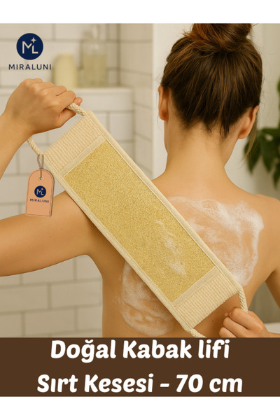 miraluni Doğal Loofah Kabak Lifi Sırt Kesesi 70 cm | Spa Etkili Duş Kesesi ve...