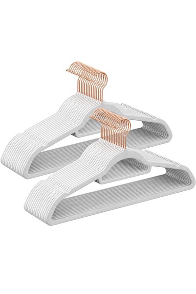 SONGMICS Set of 30 Velvet Hangers with Rotating Hook, 44x24 cm, White