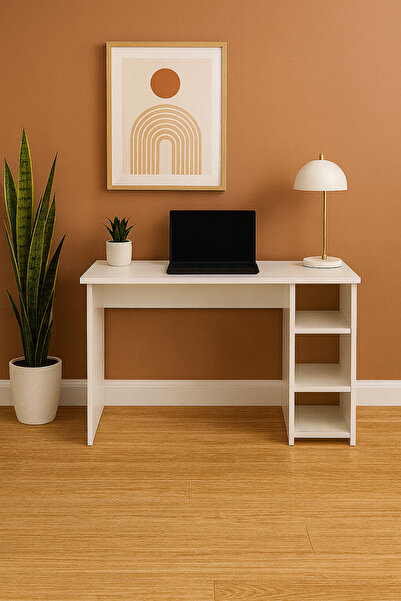 Bladimo Dexa Çalışma Masası Kitaplıklı Beyaz