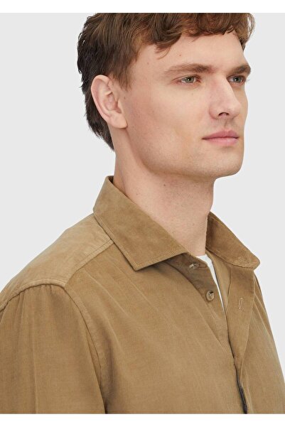 Ramsey Mink Plain Woven Velvet Casual 100% Cotton Shirt